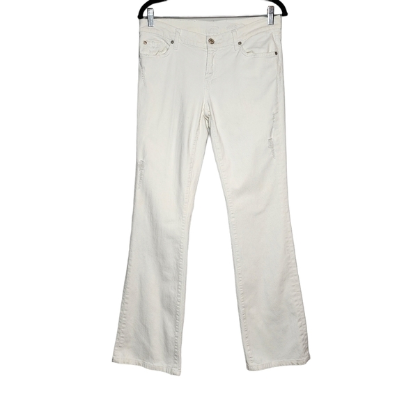 7 For All Mankind White Bootcut Jeans Women's size 30 size 10 Light Distressing - Picture 1 of 15